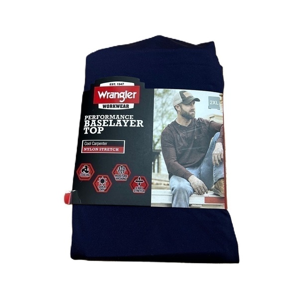 Wrangler Workwear Performance Baselayer Top NWT Blue 2X Cool Carpenter Nylon - Picture 1 of 3
